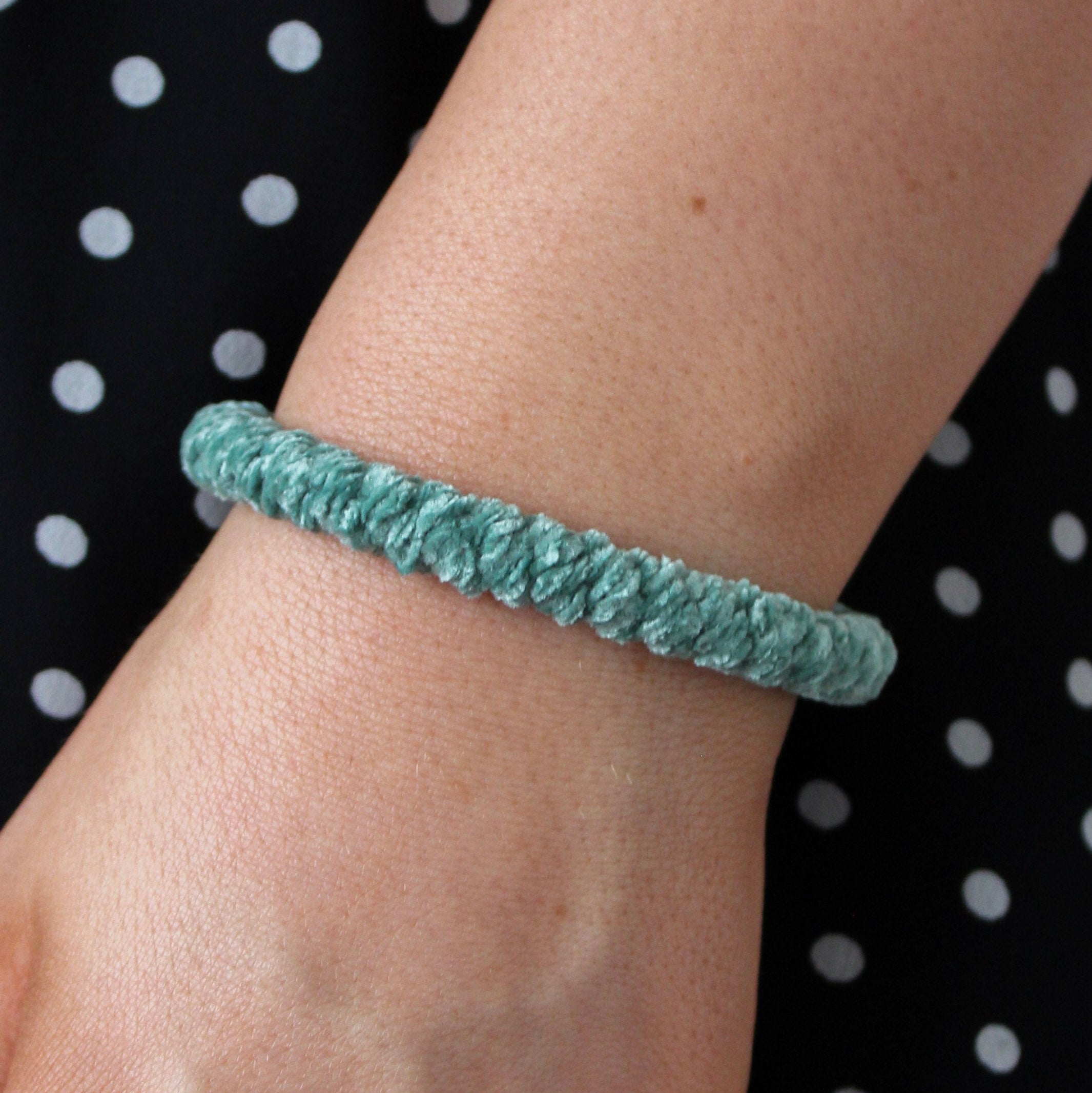 Colourful Velvet Hair Tie - Mint Green - Uneeka
