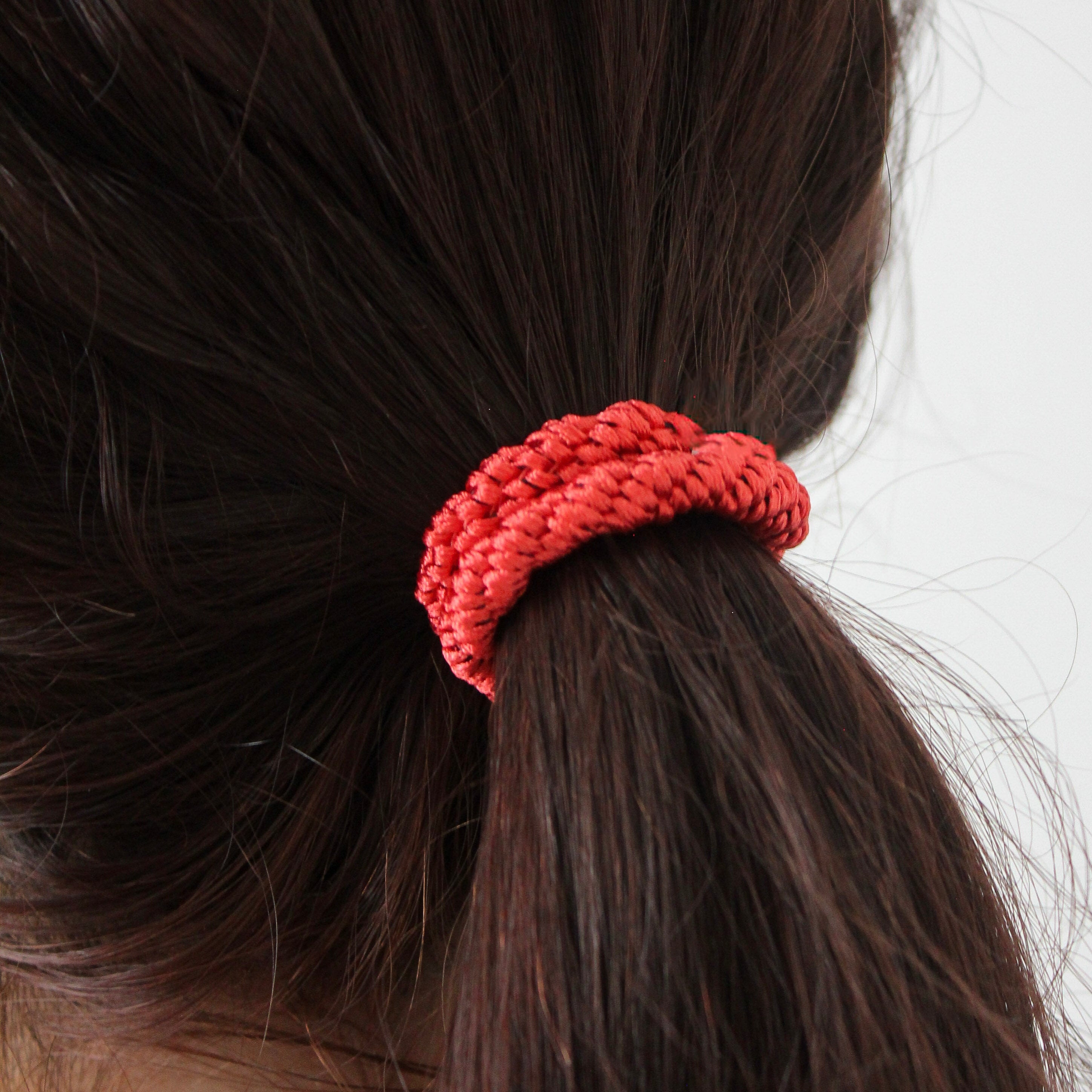 Colourful Woven Hair Tie - Coral - Uneeka