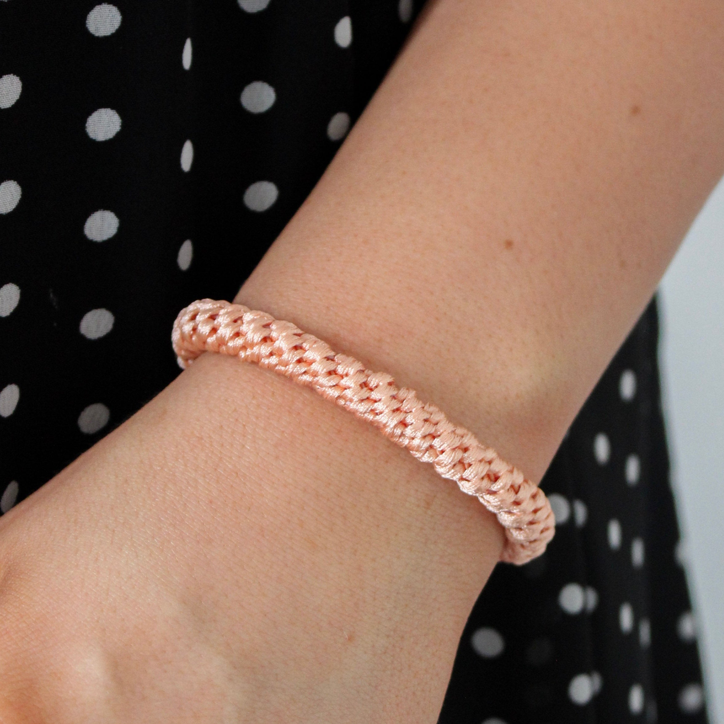 Colourful Woven Hair Tie - Light Coral - Uneeka