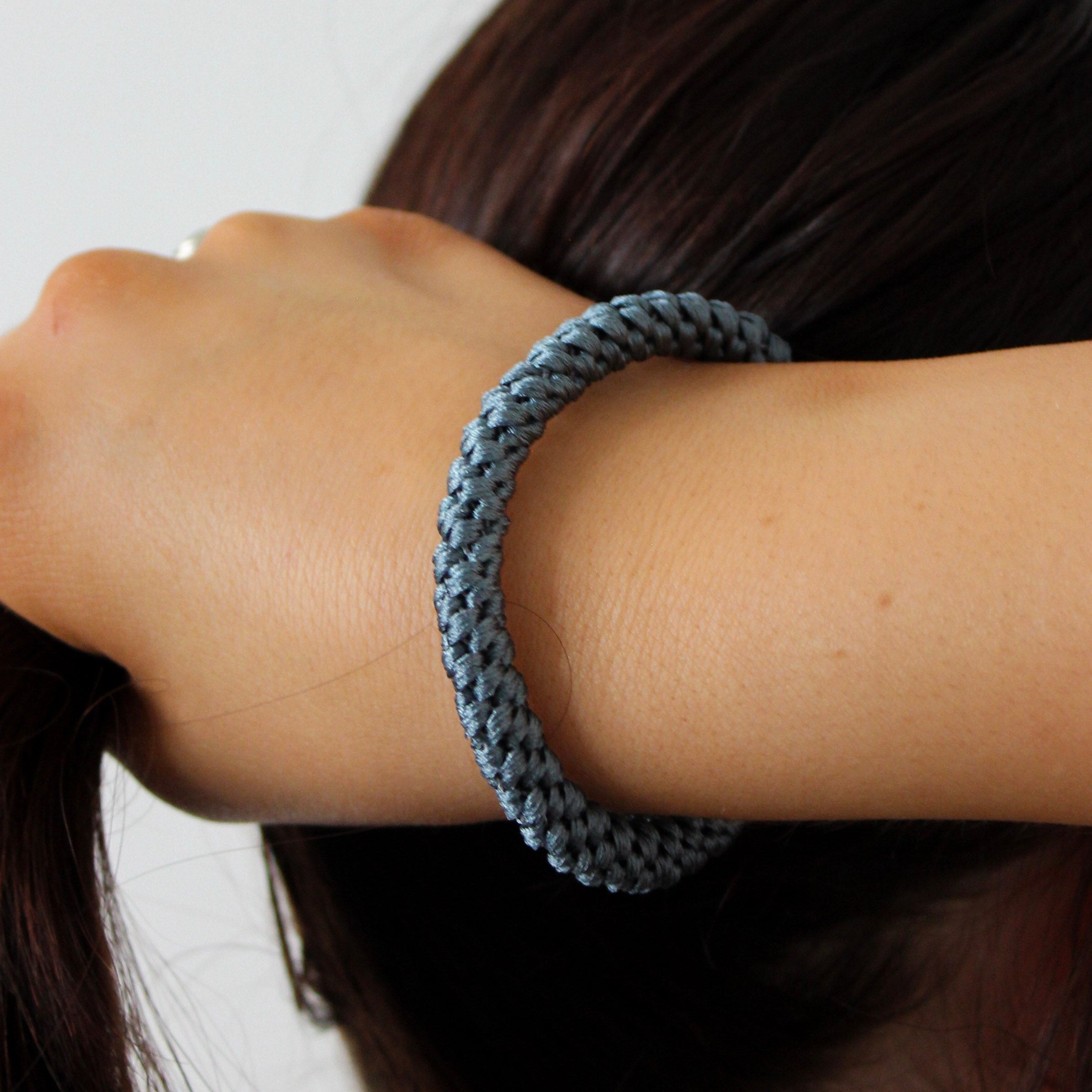 Colourful Woven Hair Tie - Smoke Blue - Uneeka