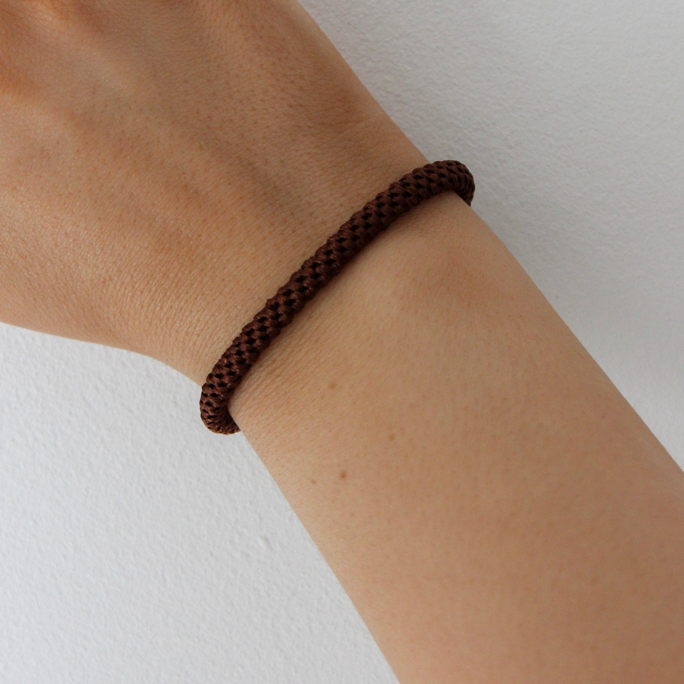 Colourful Woven Slim Hair Tie - Brown - Uneeka
