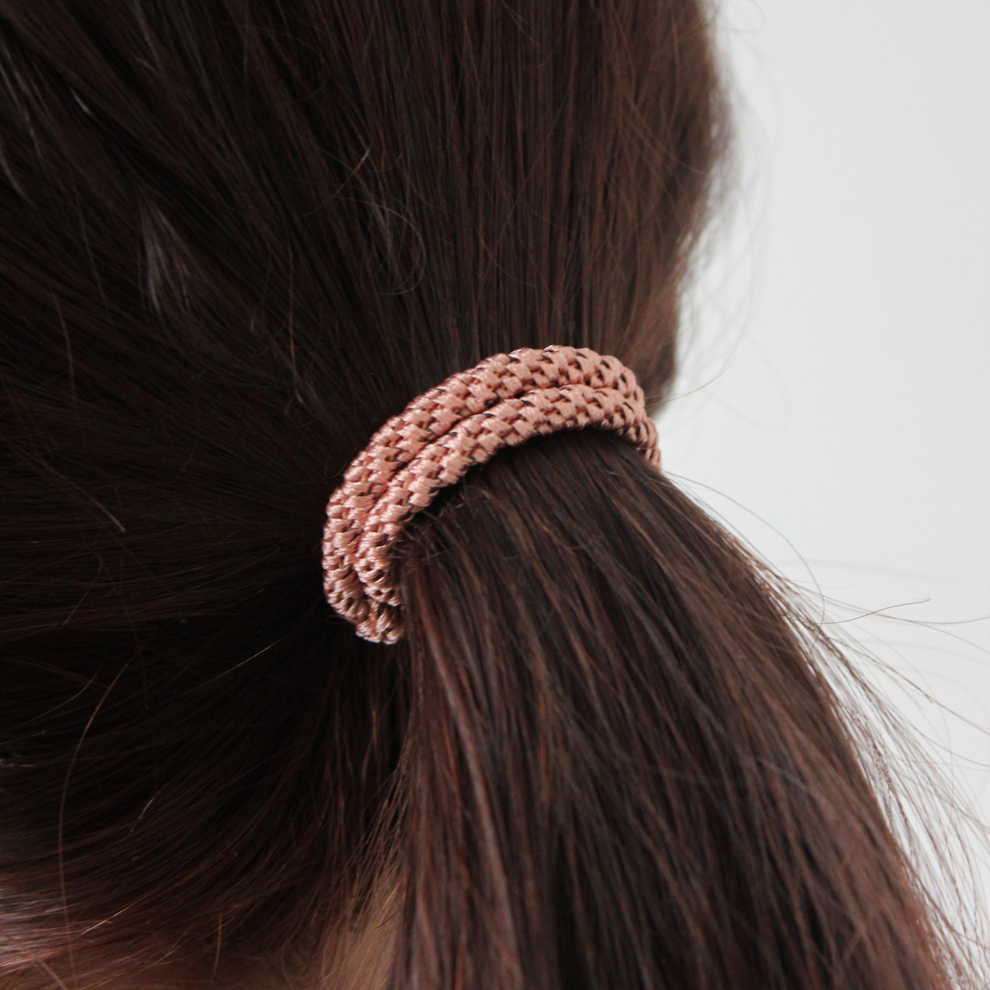 Colourful Woven Slim Hair Tie - Peach - Uneeka