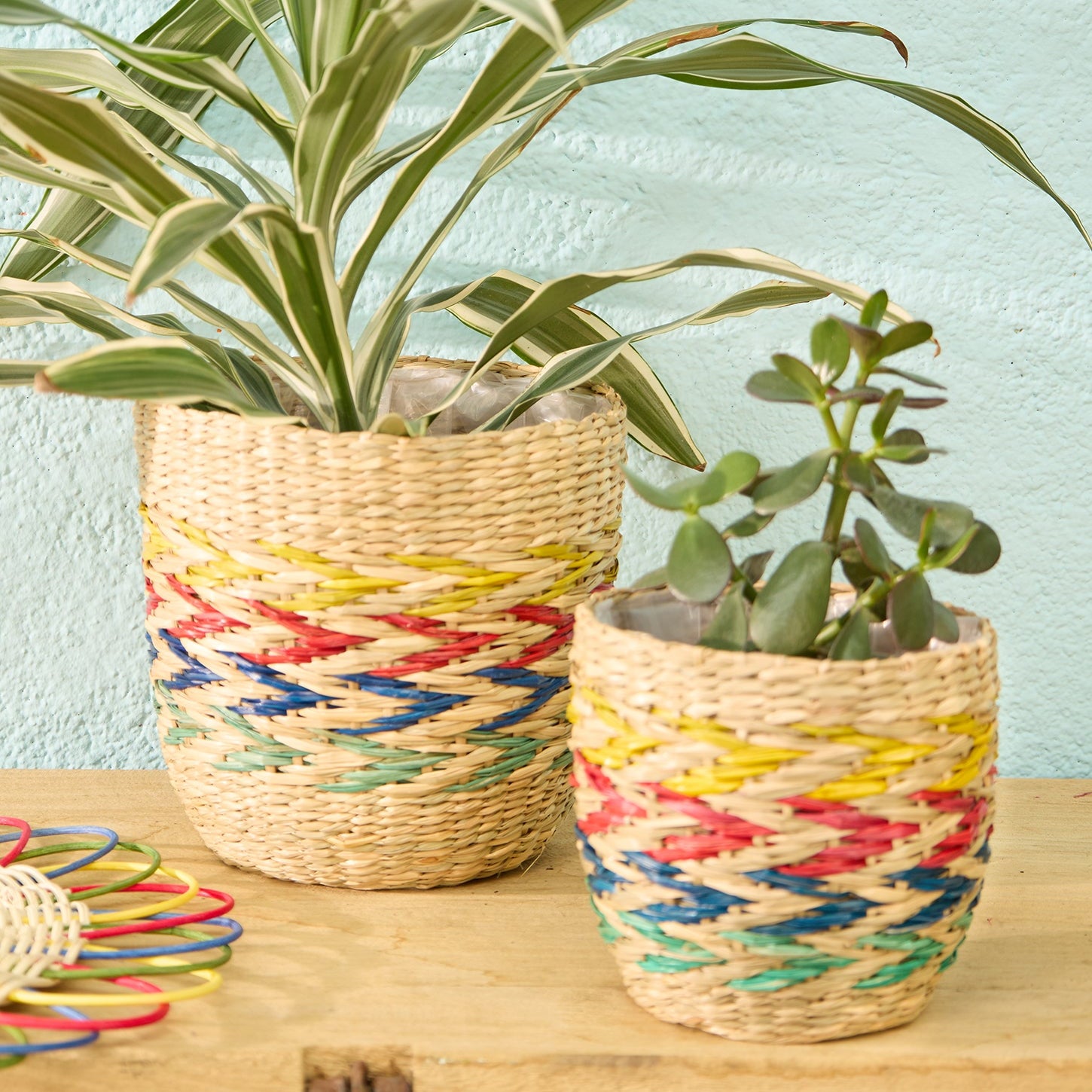 Colourful Arrow Seagrass Planter Basket - BSK70 - Uneeka