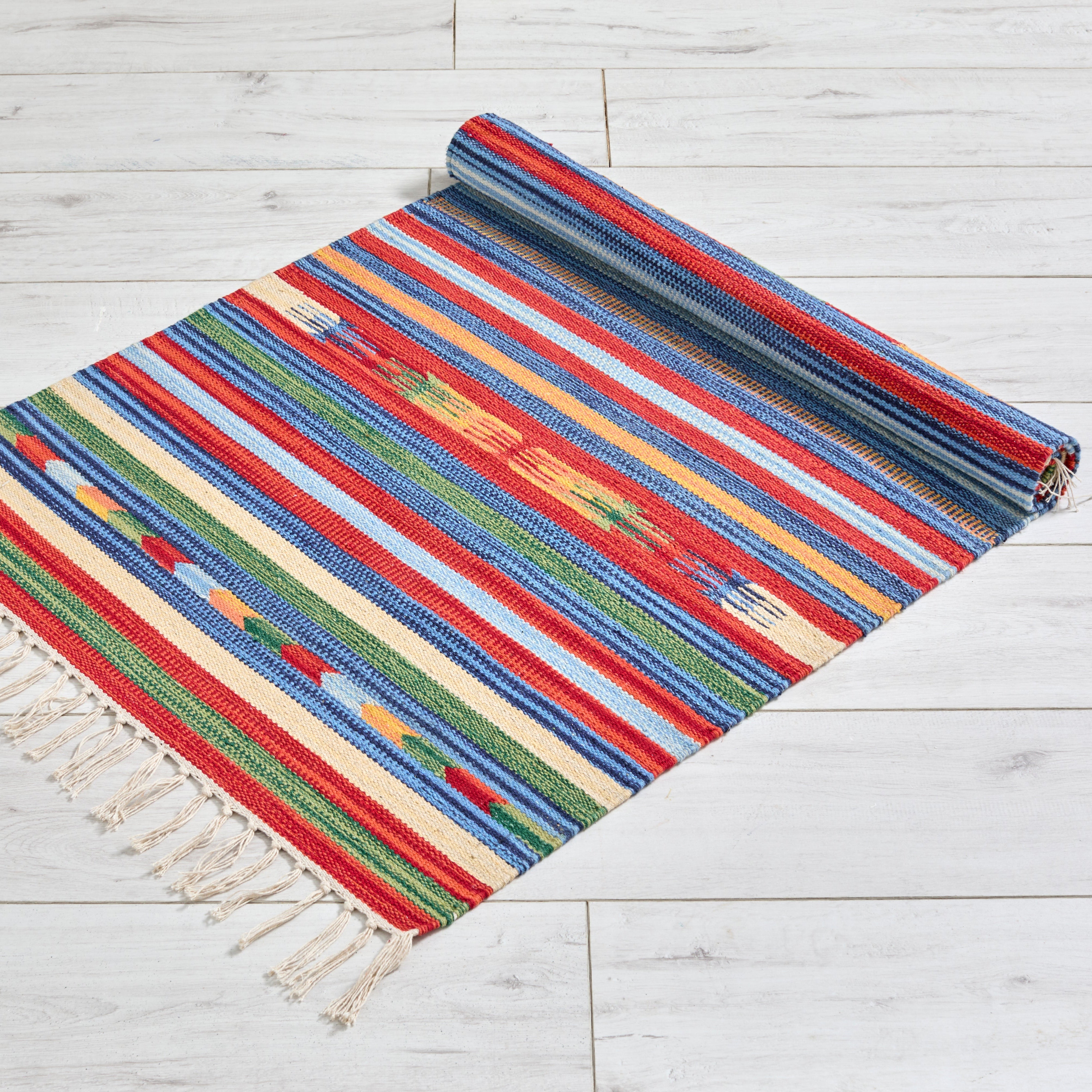 Colourful Kilim Tribal Narrow Stripe Rug - KNSRX - Uneeka