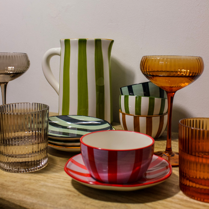 Colourful Striped Crockery - Summer Home Accessories at uneeka