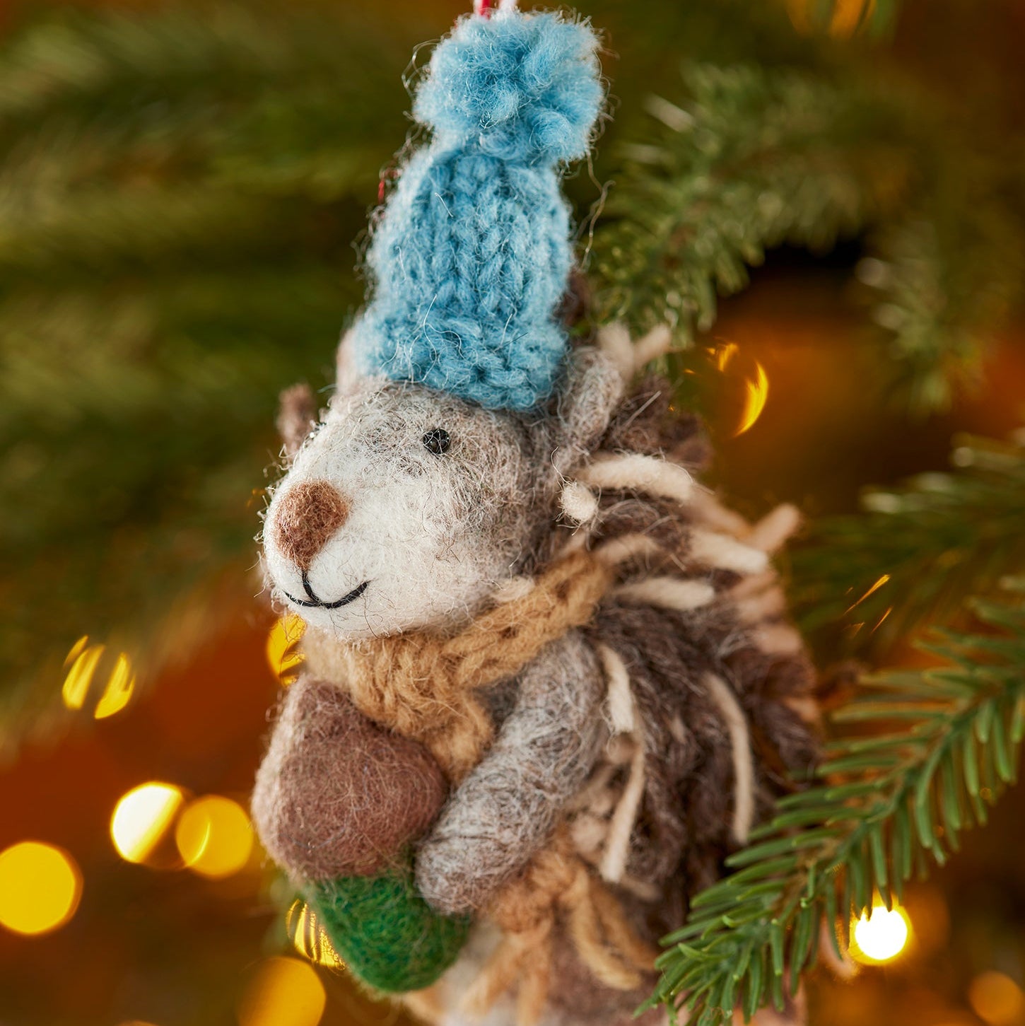 Cosy Felt Hedgehog with Acorn Hanging Decoration - Uneeka