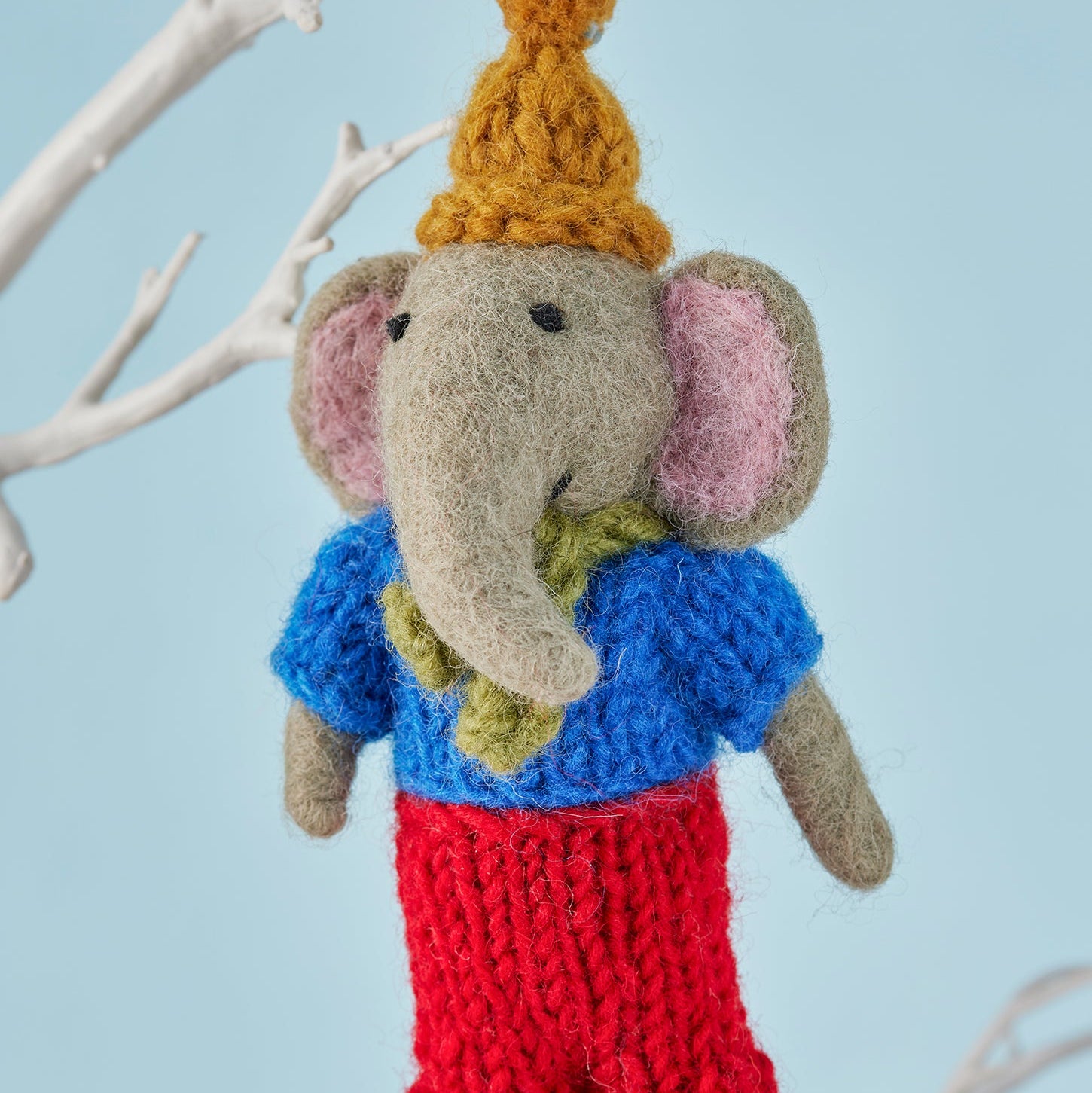 Cosy Felt Papa Elephant Hanging Decoration - Uneeka
