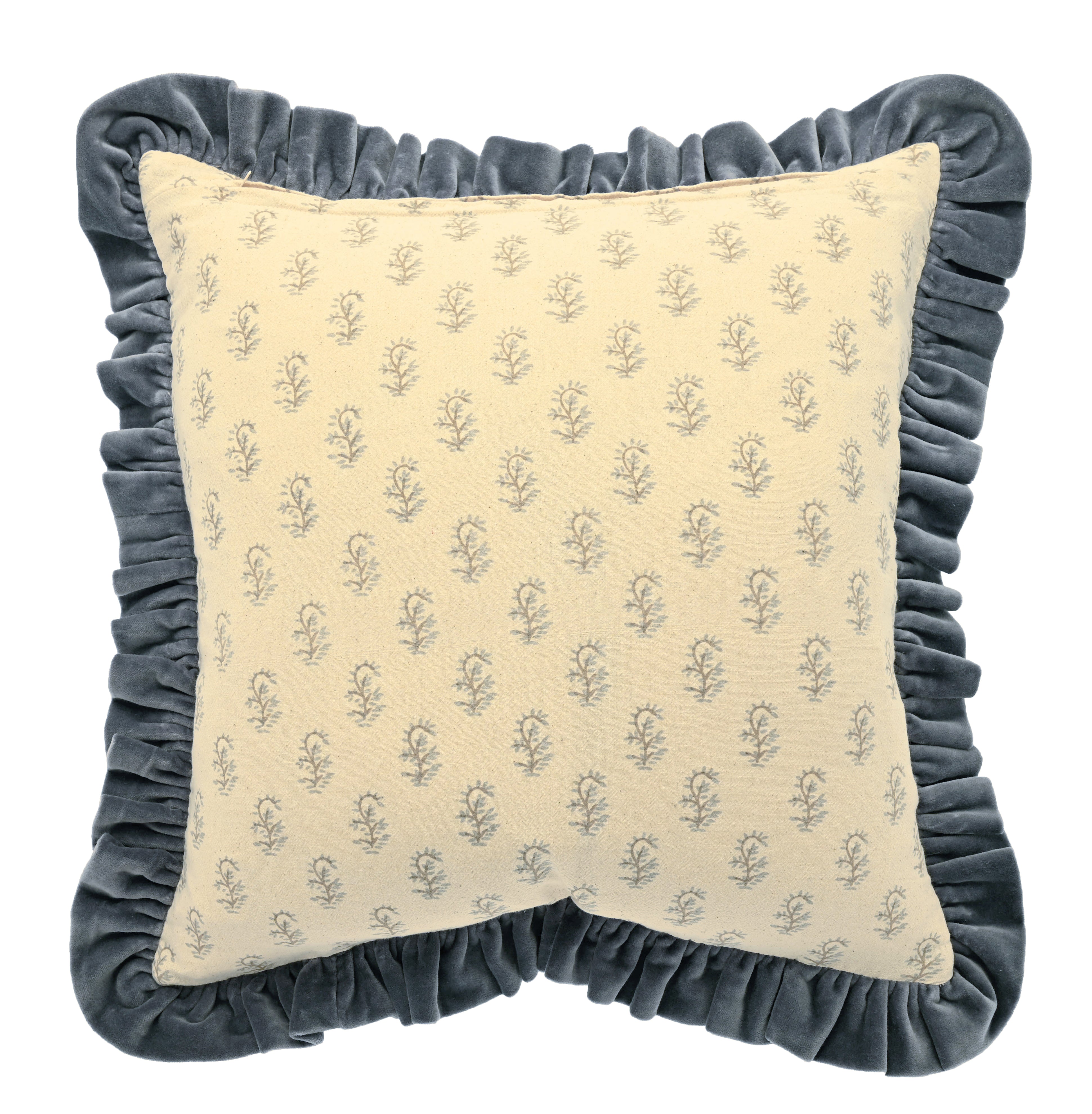 Cotton Velvet Ruffle Edge Cushion - VVMCSB - Uneeka