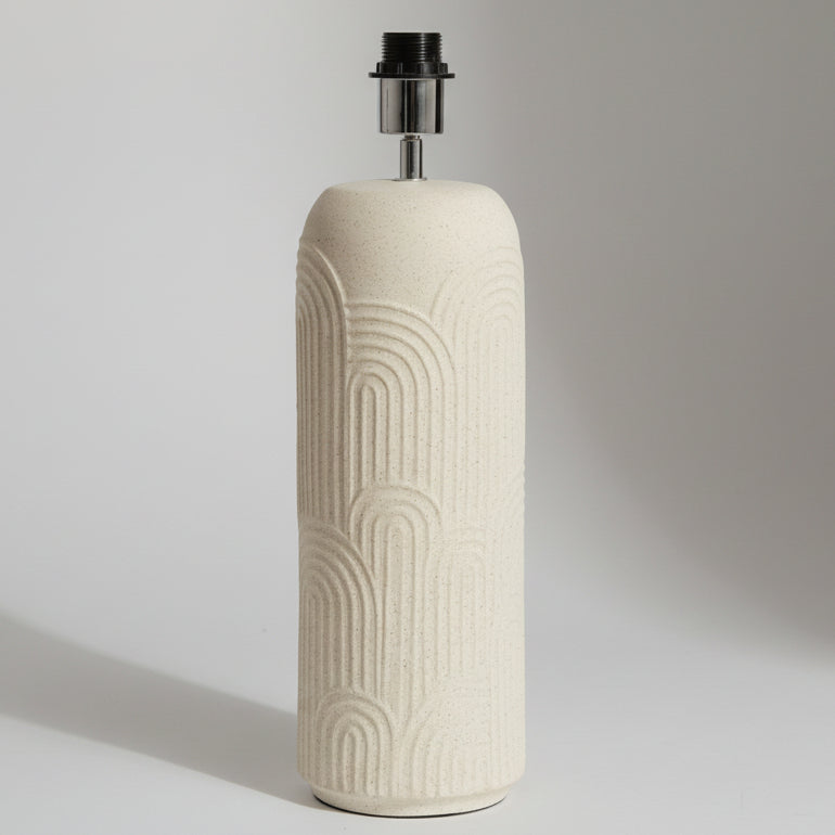 Cream Ceramic Embossed Table Lamp Base - 1736943 - 	8717807683177