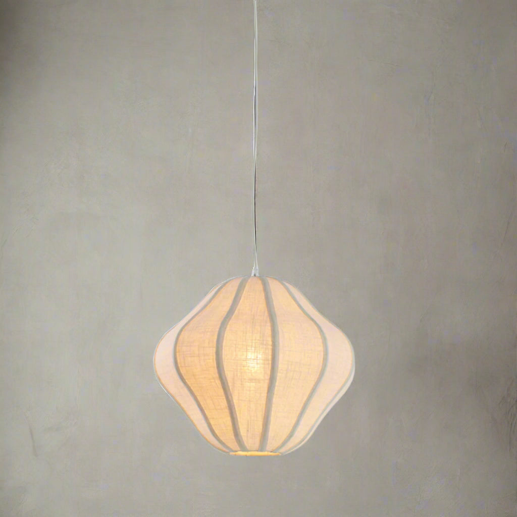 Cream Linen Lantern Pendant - 2987706 - Uneeka Lighting