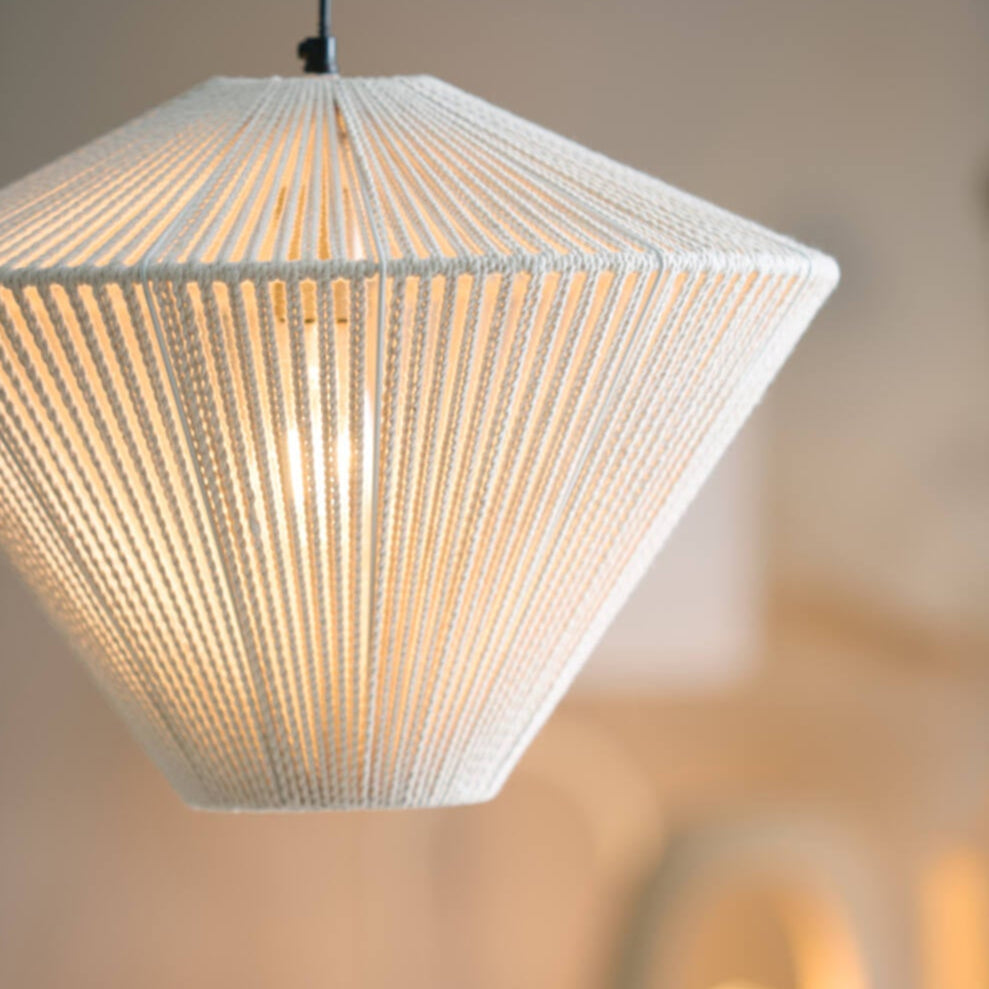 Cream Rope Lantern Pendant - 2973284 - Uneeka