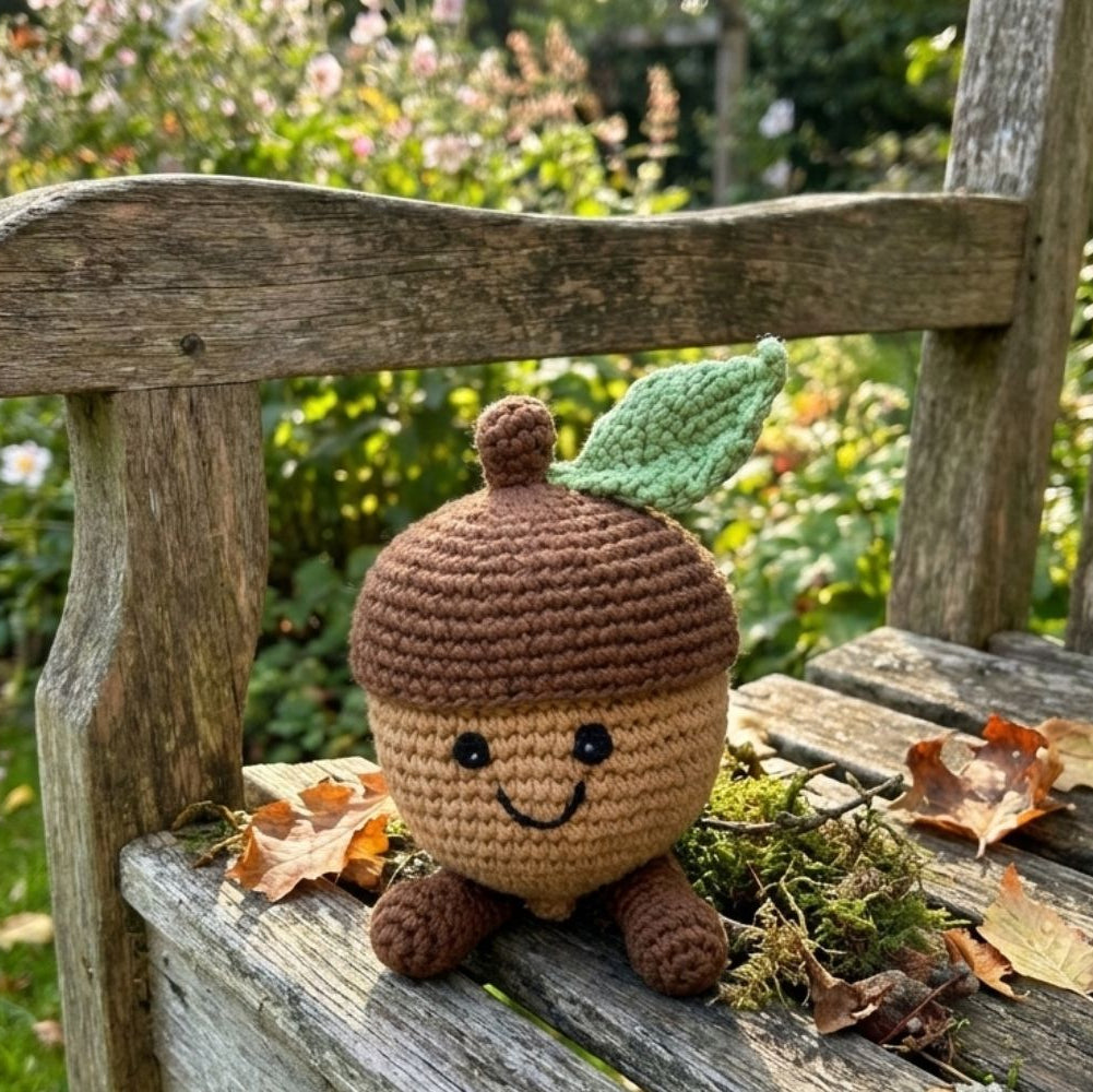 Crochet Organic Cotton Acorn Baby Rattle - BY6100 - Uneeka