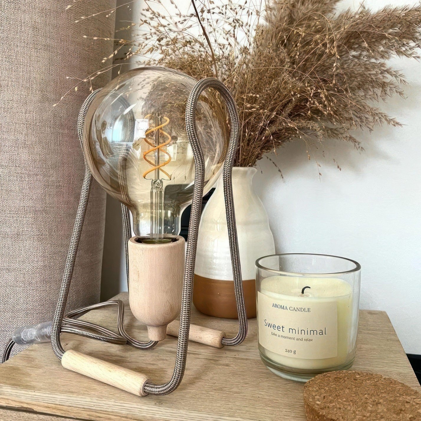 Curved Wooden E27 Concealed Cable Clamp Lamp Holder Kit - KBL1110 - Uneeka