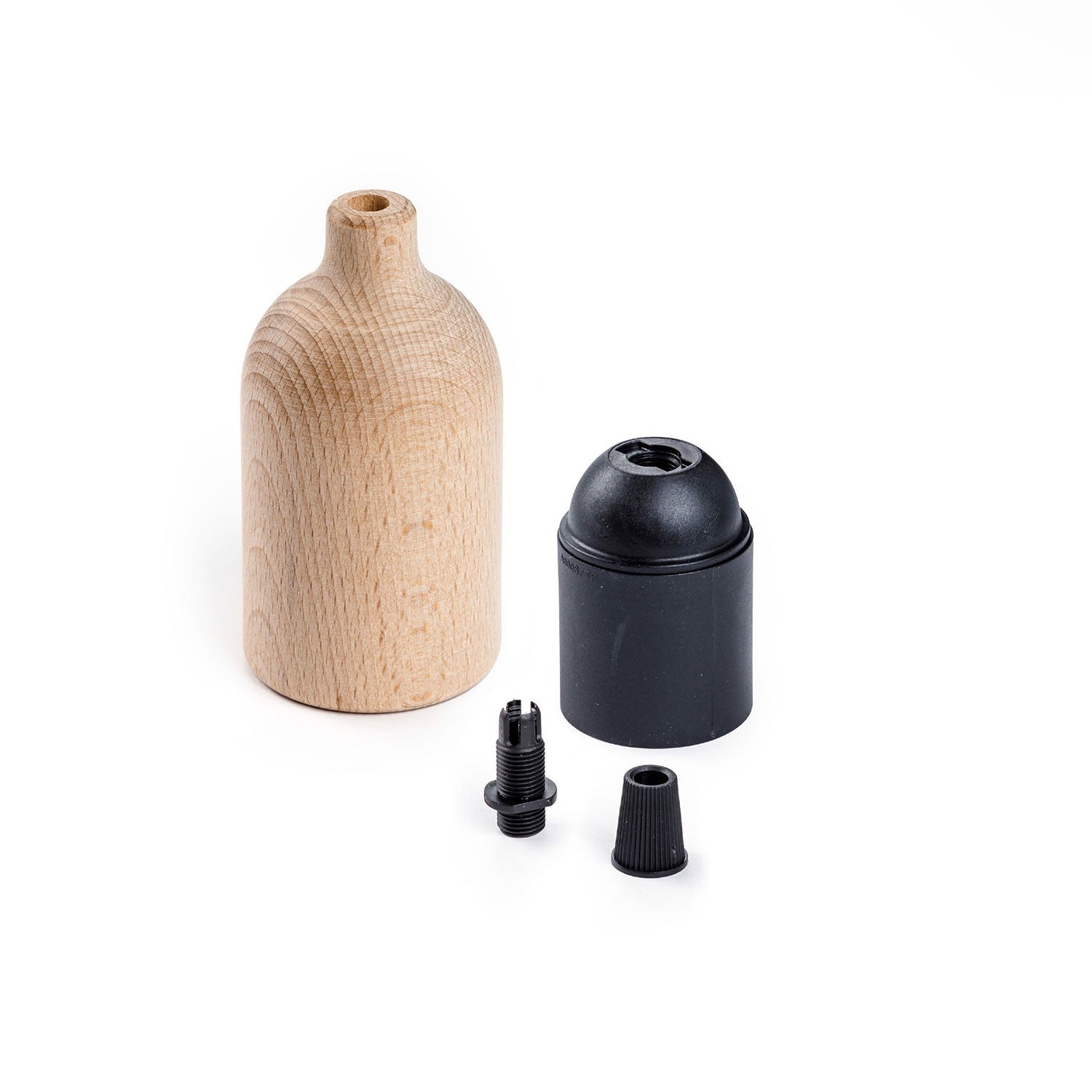 Curved Wooden E27 Concealed Cable Clamp Lamp Holder Kit - KBL1110 - Uneeka