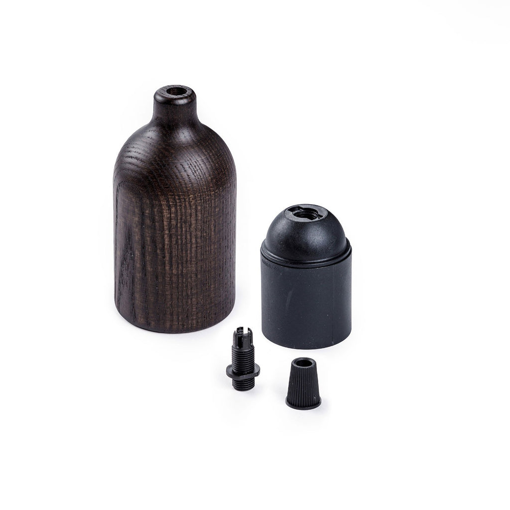 Curved Wooden E27 Concealed Cable Clamp Lamp Holder Kit - KBL1410 - Uneeka