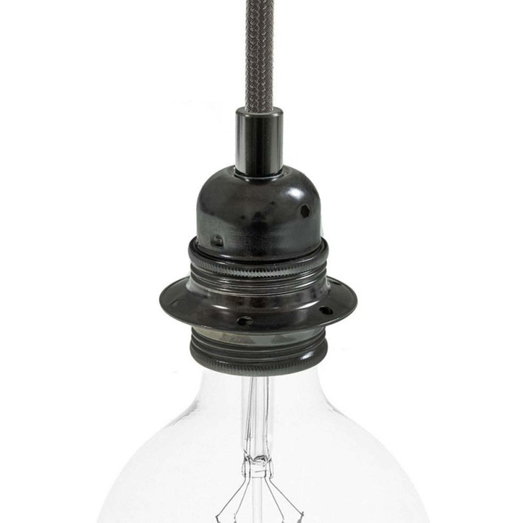 Cylindrical Double Ferrule Metal E27 Lamp Holder Kit - Black Pearl