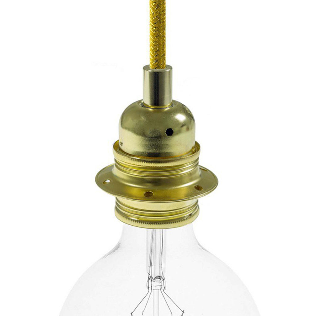 Cylindrical Double Ferrule Metal E27 Lamp Holder Kit - Brass