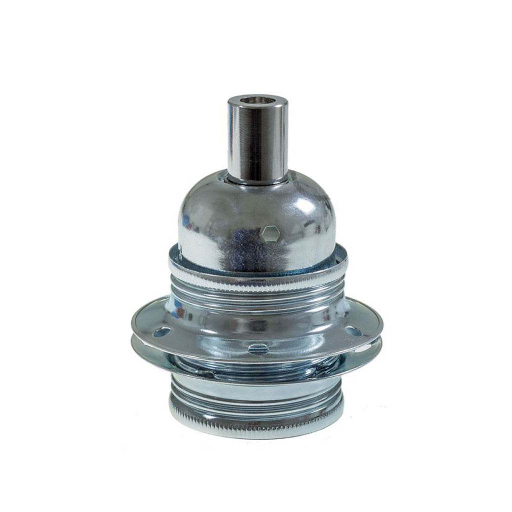 Cylindrical Double Ferrule Metal E27 Lamp Holder Kit - Silver