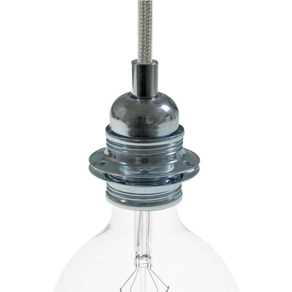 Cylindrical Double Ferrule Metal E27 Lamp Holder Kit - SIlver