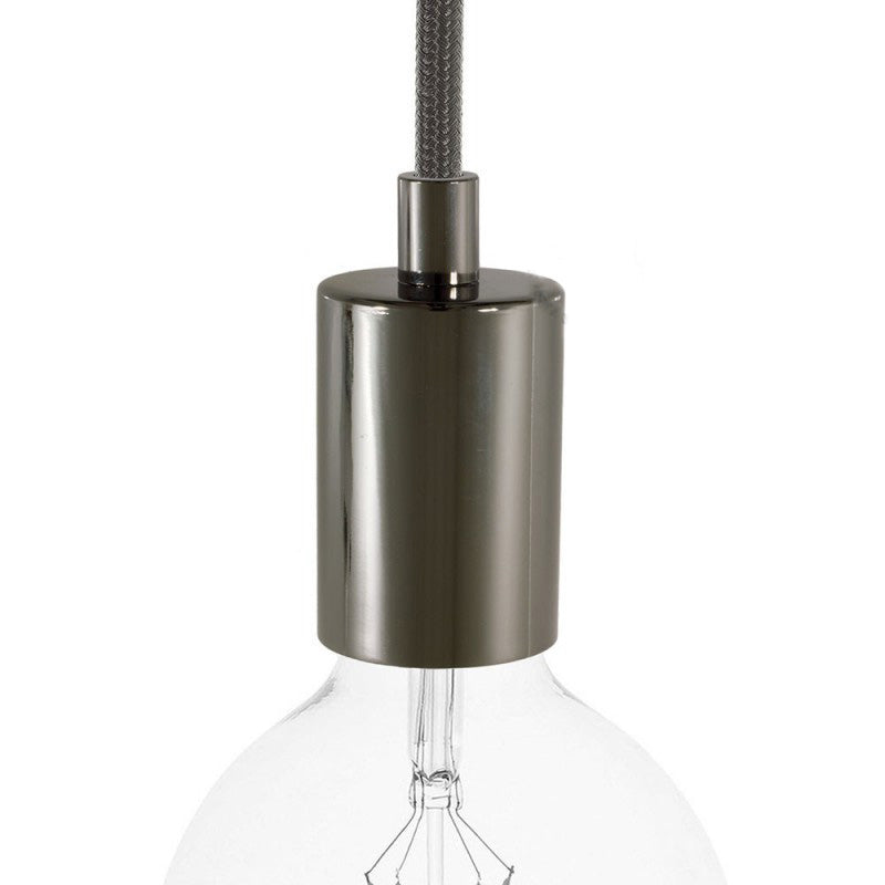 Cylindrical Metal E27 Lamp Holder Kit - Black Pearl