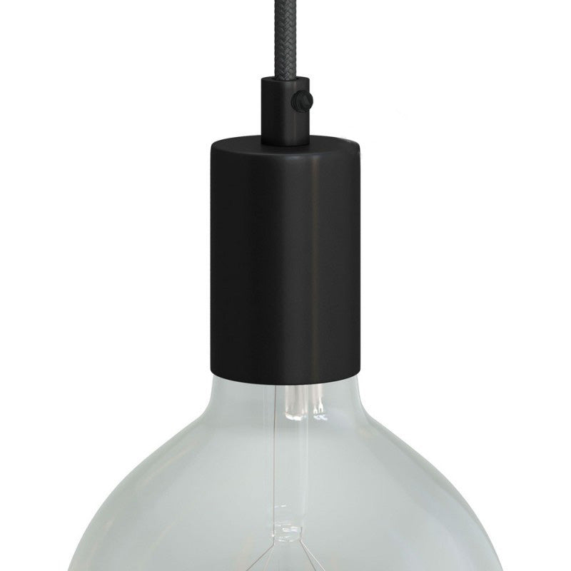 Cylindrical Metal E27 Lamp Holder Kit - Black