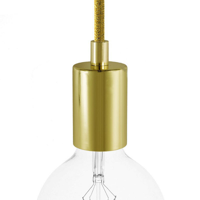 Cylindrical Metal E27 Lamp Holder Kit - Brass