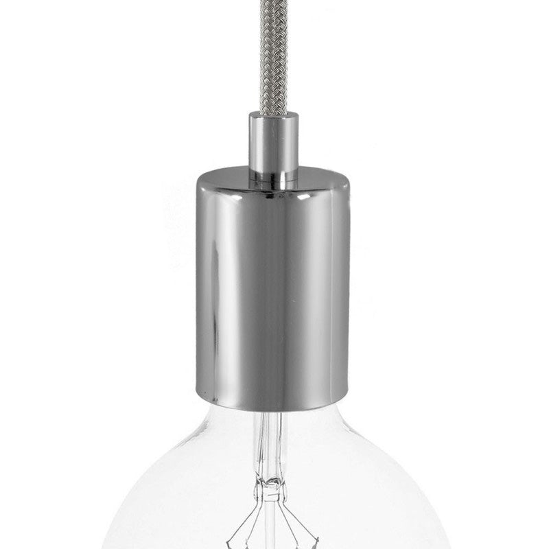 Cylindrical Metal E27 Lamp Holder Kit - Silver