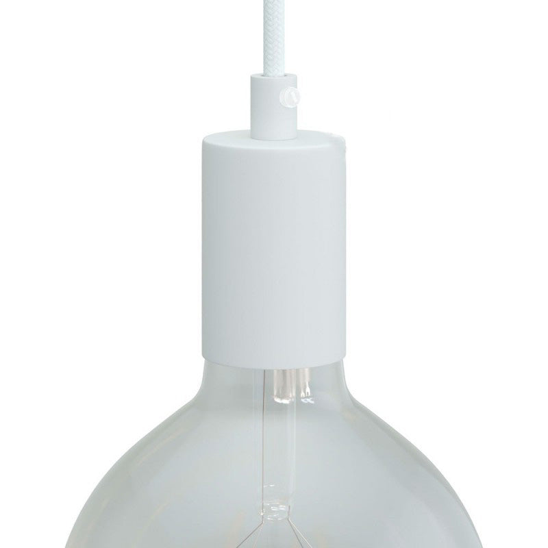 Cylindrical Metal E27 Lamp Holder Kit - Matt White