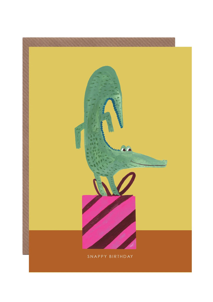 Dancing Croc With Present Snappy Birthday Card 