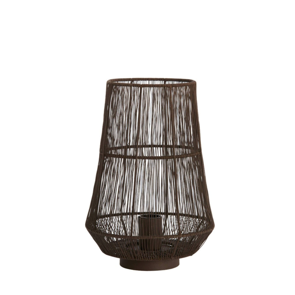 Dark Brown Wire Cage Cylindrical Table Lamp 