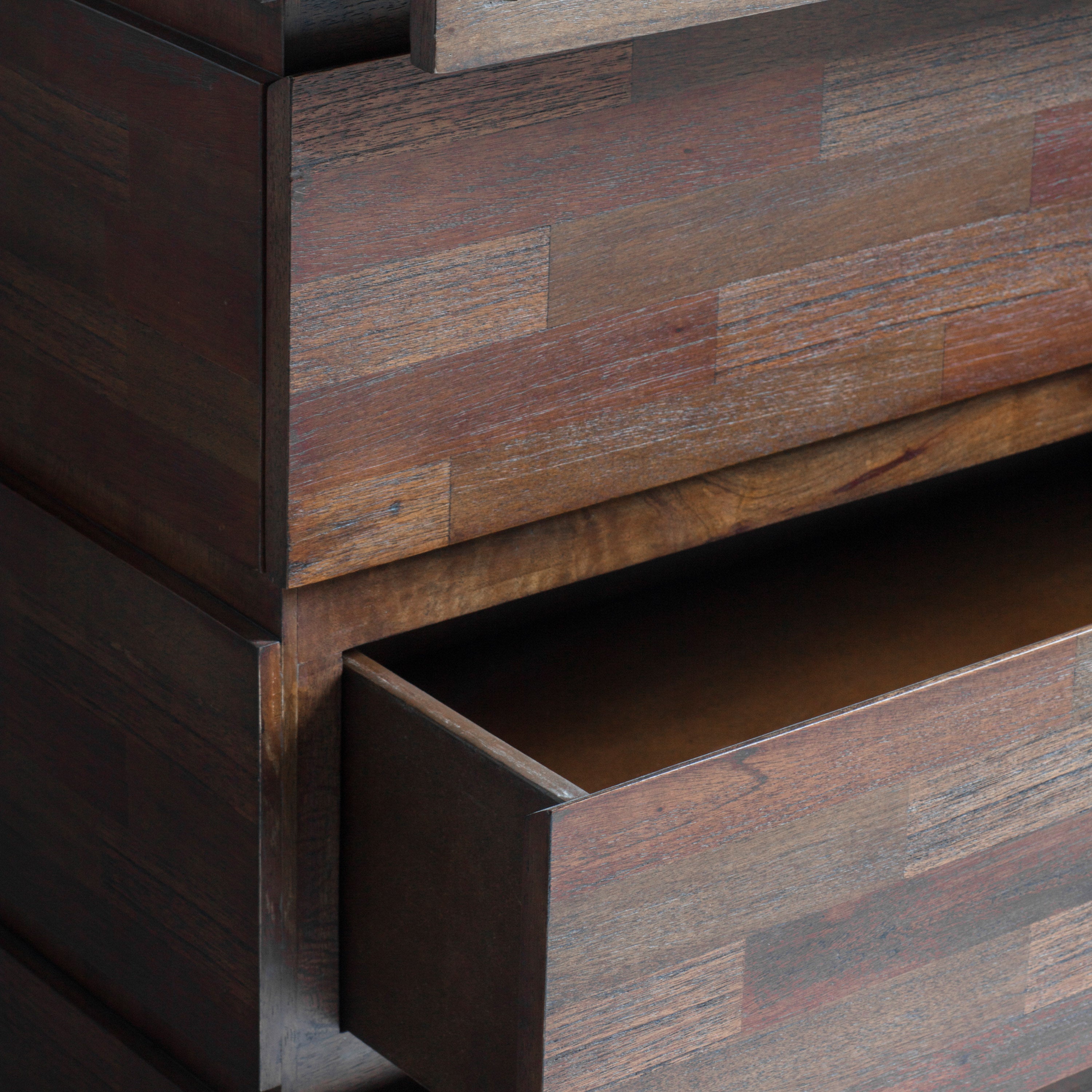 Dark Wood Bohemian Chest of Drawers - Boho 4 Drawer Chest Brown - Uneeka