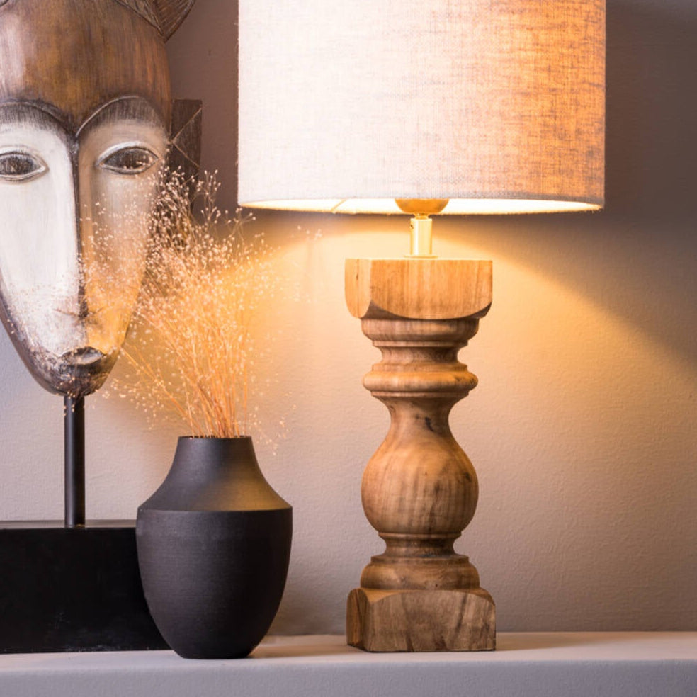 Dark Mango Wood Lamp Base - 7034983 - Uneeka