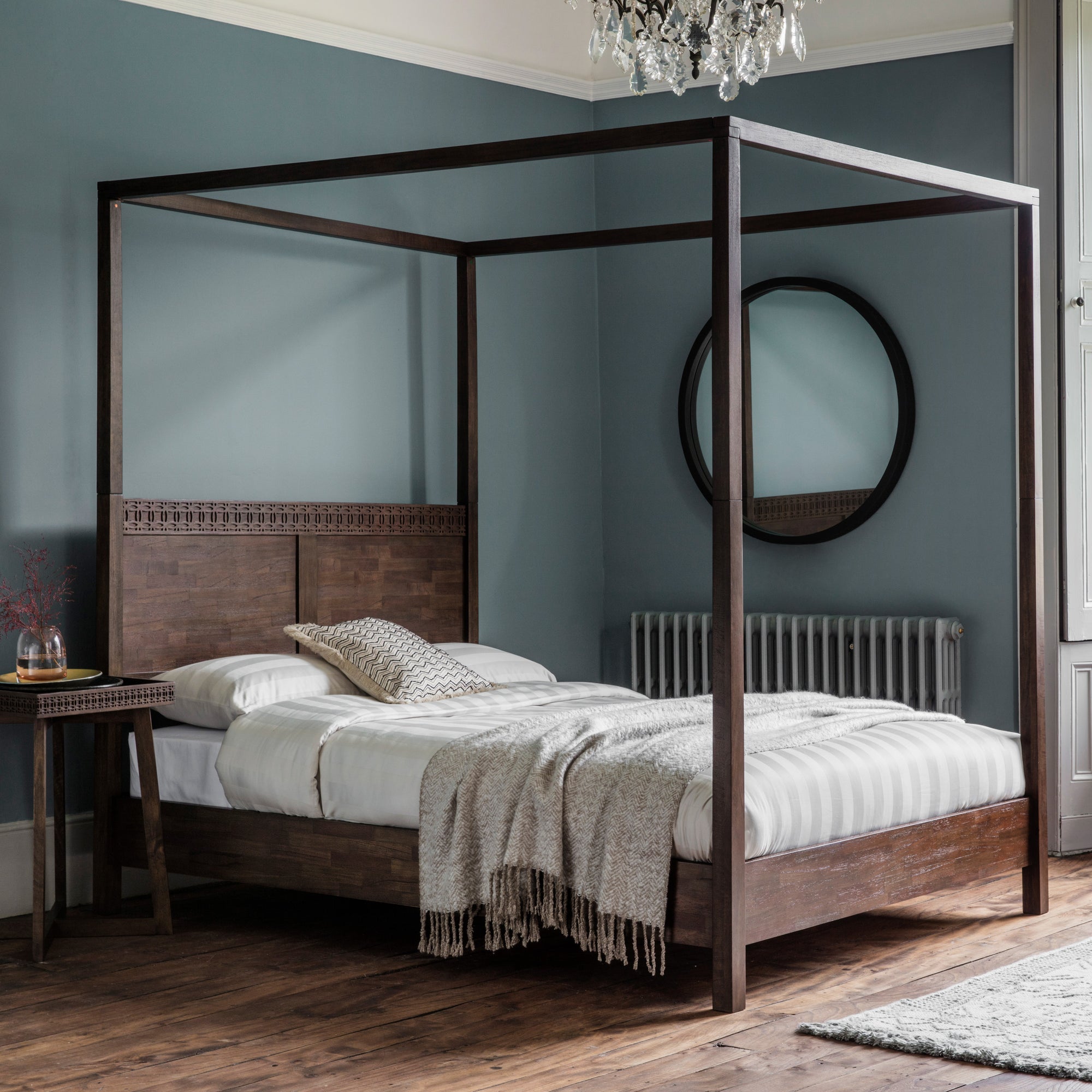 Dark Wood Bohemian King Bed Frame - Uneeka