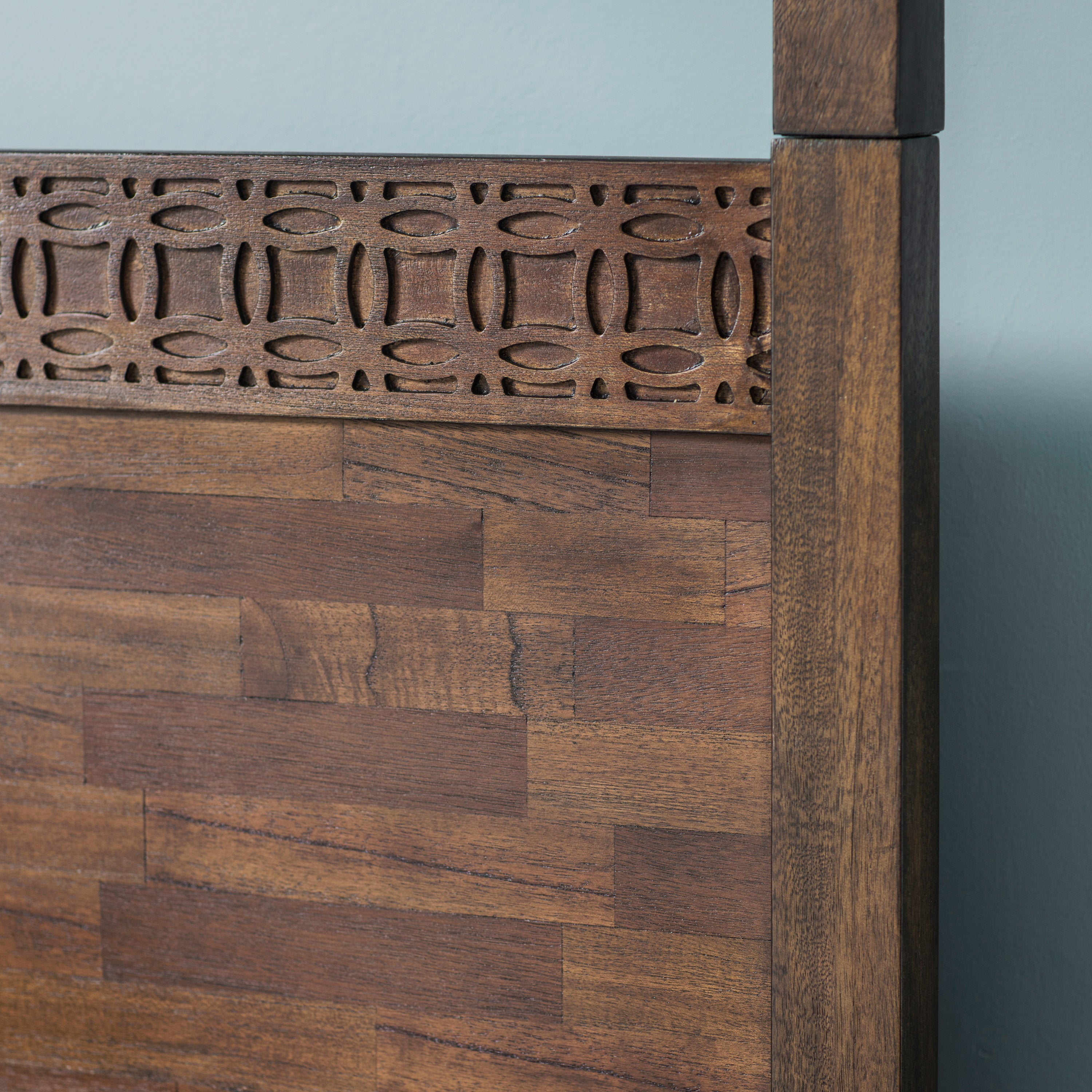 Dark Wood Bohemian King Bed Frame - Uneeka