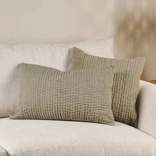 Deuli Warm Grey Linen Cushion Rectangular and Square Nkuku sold individually