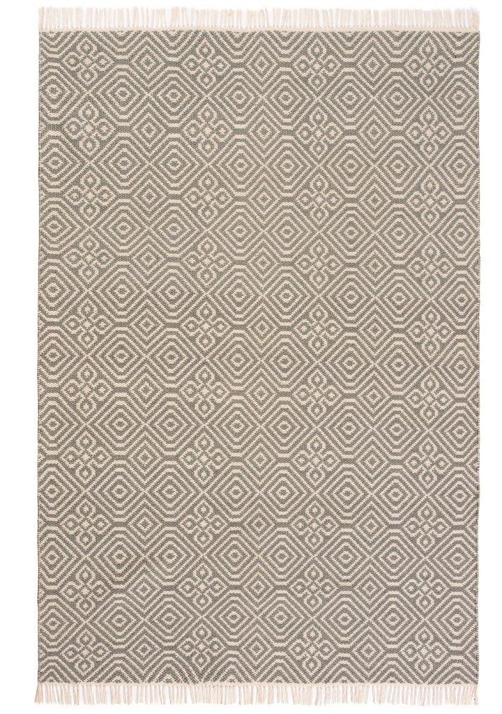Diamond Pattern Kilim Rug 180 x 120cm Grey