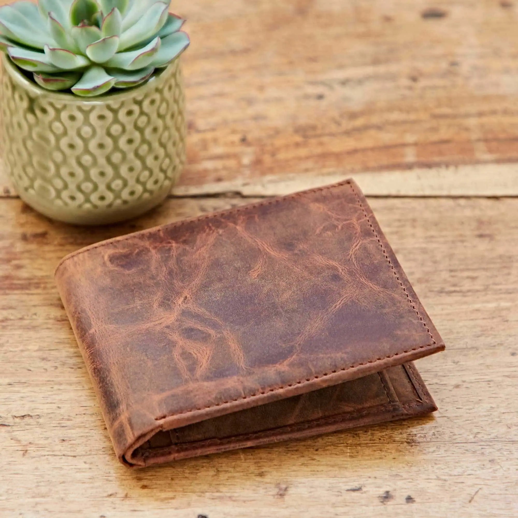 Buffalo Leather Handmade Billfold Wallet - HIBLW1-CWK - Uneeka