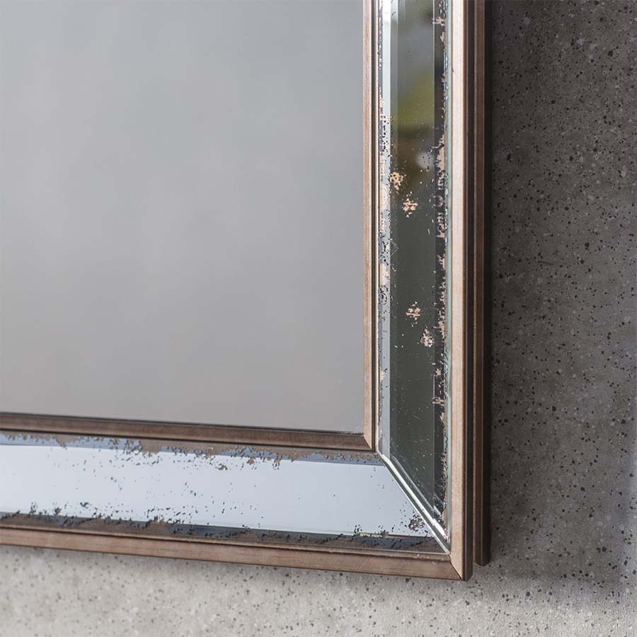 Distressed Antique Copper & Glass Framed Mirror