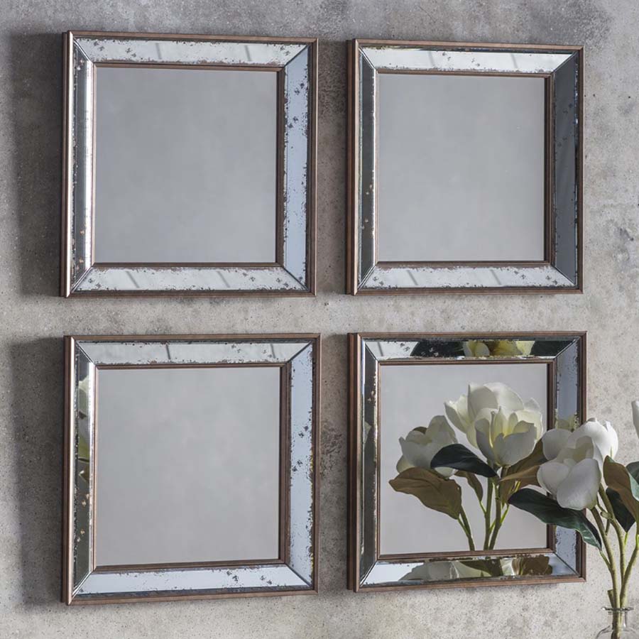 Distressed Antique Copper & Glass Framed Mirror