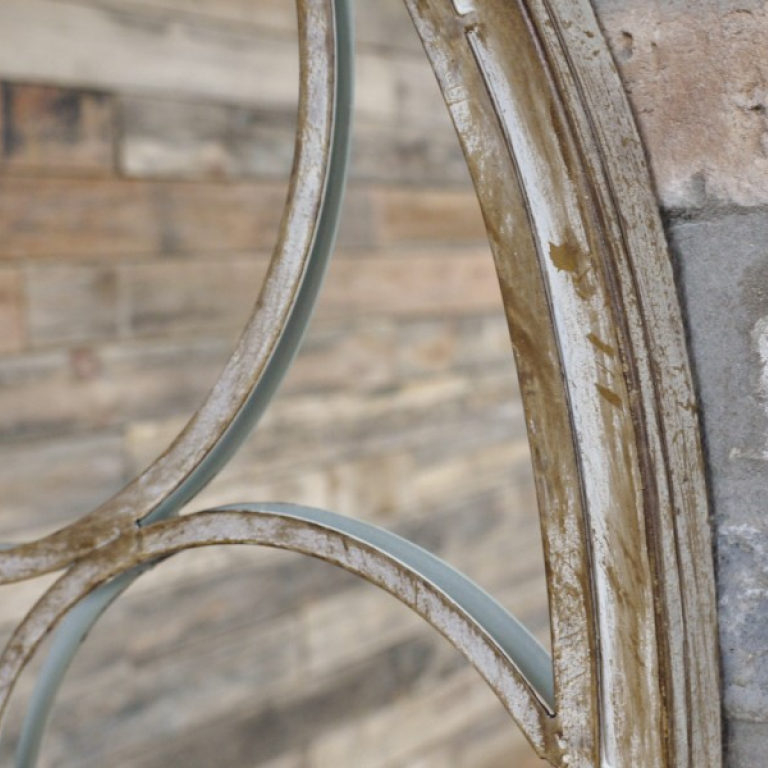 Distressed Finish Arched Metal Garden Mirror - 4211 - Uneeka