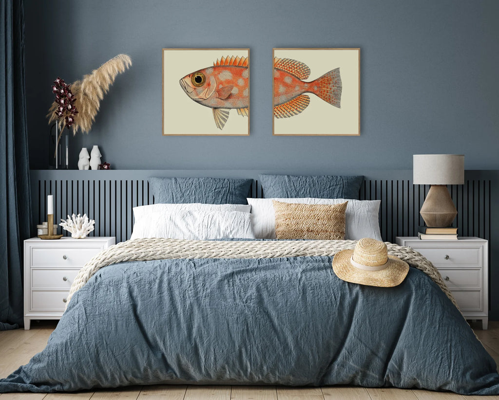 Dotted Orange Fish Head Framed Print Display 30x30 61x61