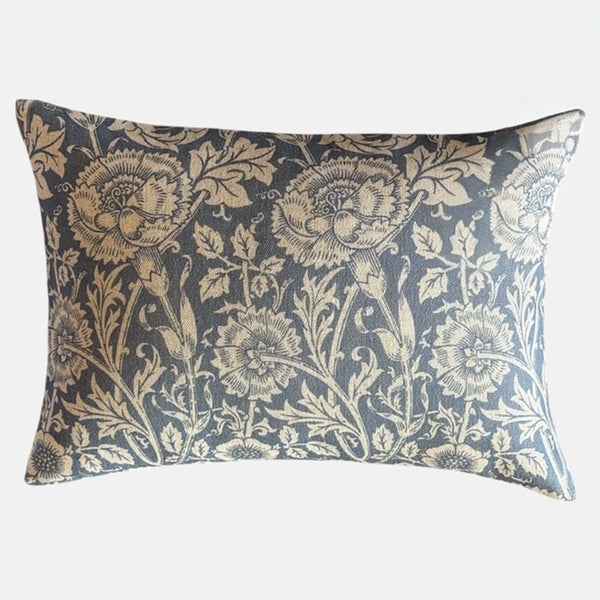 Dusty Blue Floral Print Cushion - Linen Uneeka