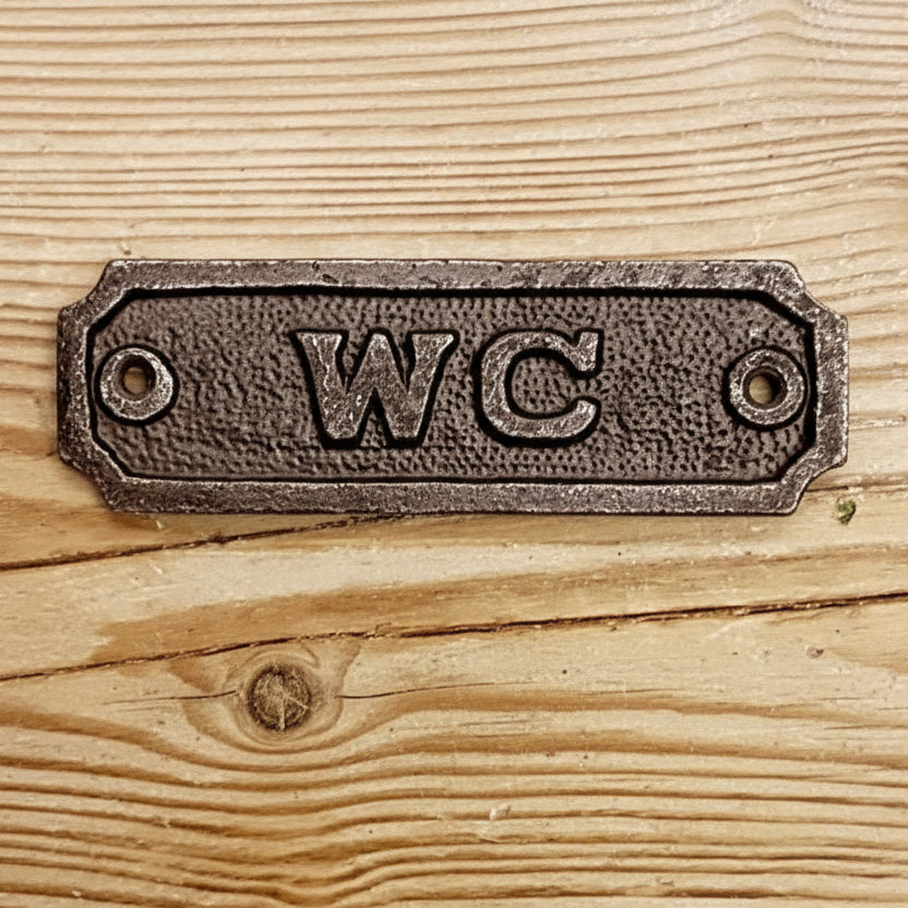 Antique Iron WC Plaque - E144.WU - Uneeka