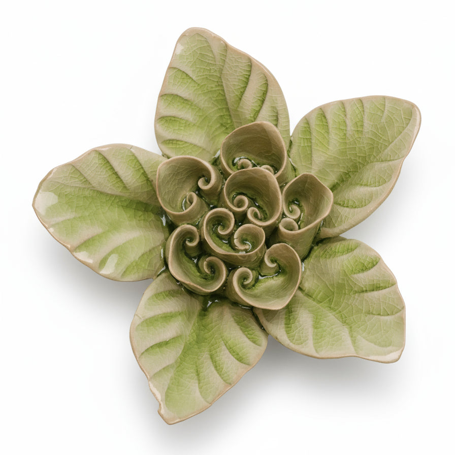 Ceramic Green Maiden Lotus Flower - EG18 - Uneeka
