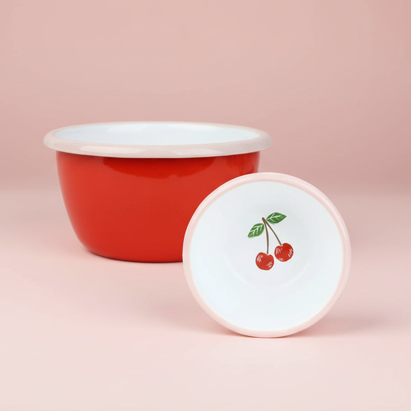 Cherry Enamel Nibble Bowl - ENML-BOWL-CHER-10 - Uneeka