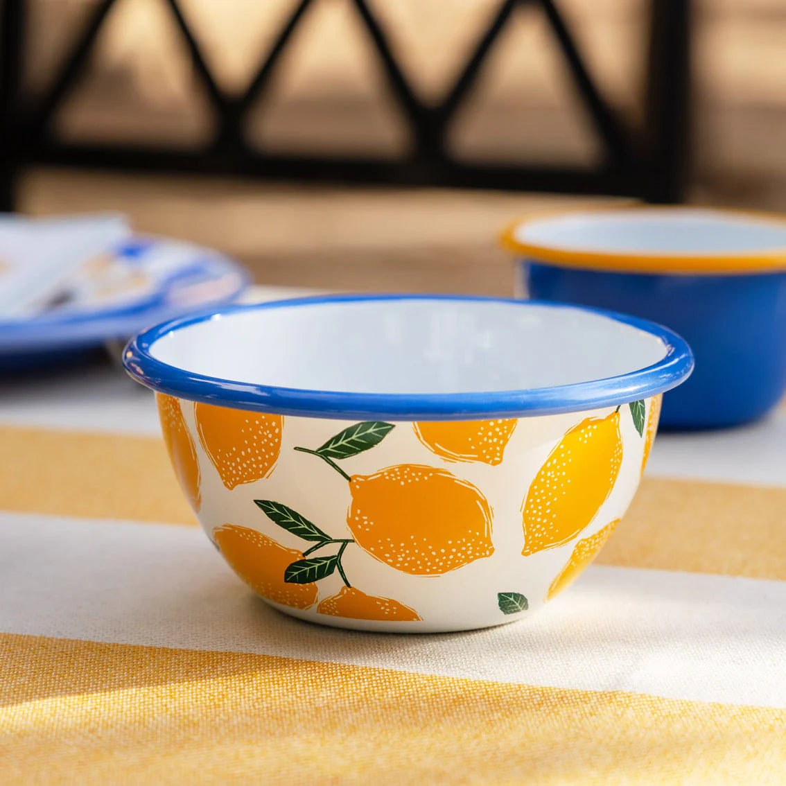Lemon Pattern Enamel Nibble Bowl - ENML-BOWL-LEM-12 - Uneeka