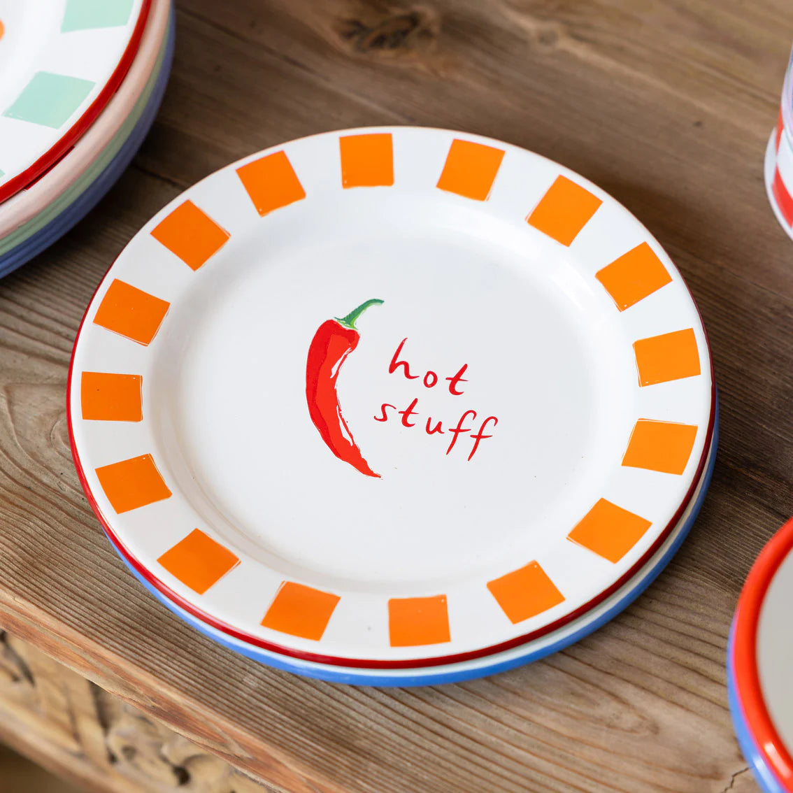 Chilli Enamel Side Plate - Chilli Enamel Side Plate - Uneeka