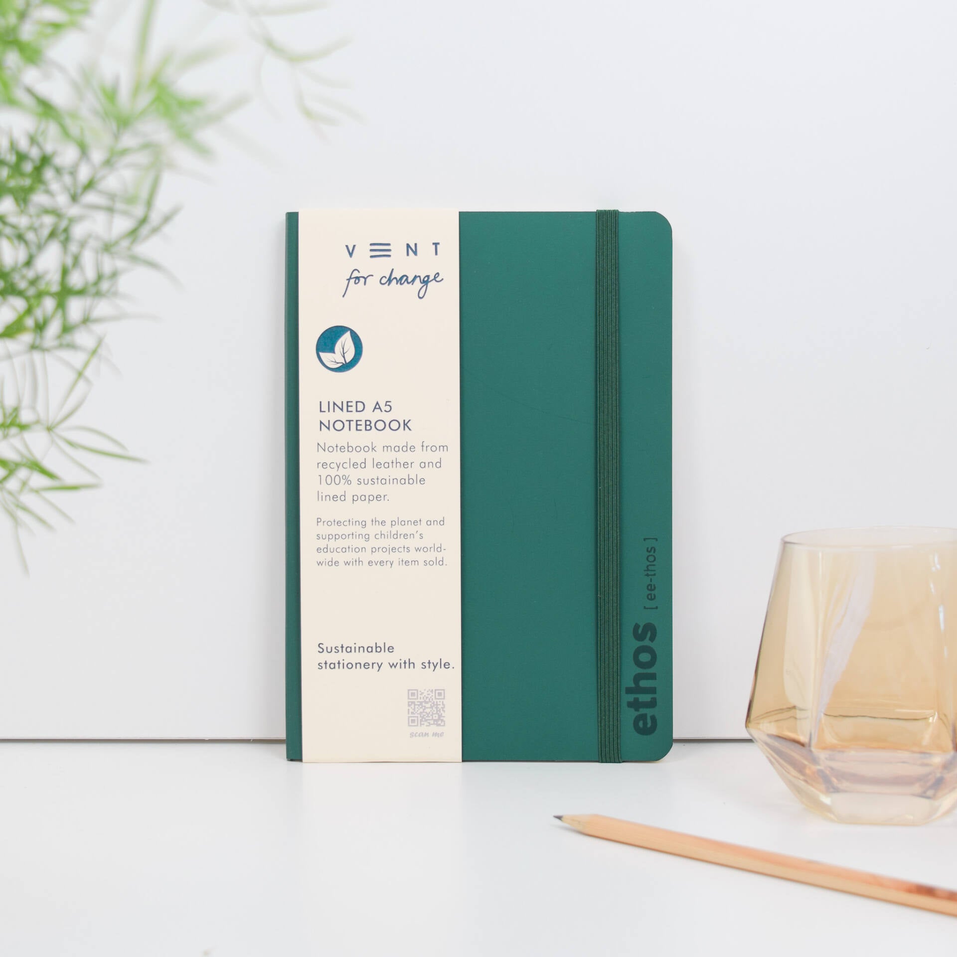 Vent For Change Recycled Leather A5 Lined Notebook - V245 - Uneeka