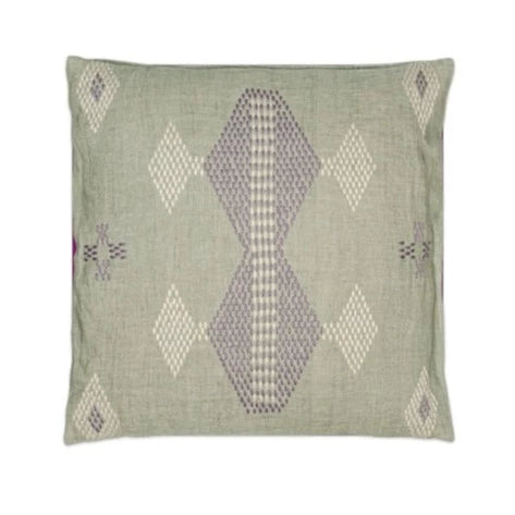 Ekta Embroidered Sage Green Linen Cushion