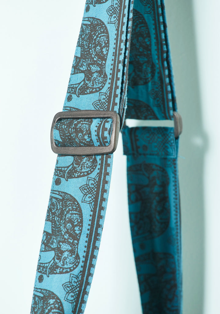 Elephant Pattern Cotton Shoulder Bag Strap Detail